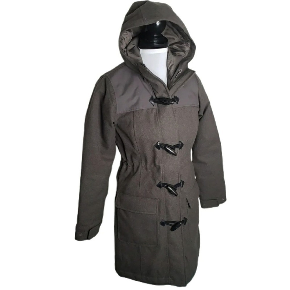 Merrell Haven Gray Wool II Parka Duffle Coat Grey Jacket Toggles Warm Size XXS
